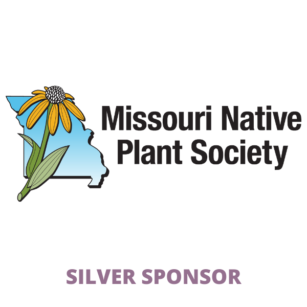 Missouri Native Plant Society logo and the words SILVER SPONSOR in purple letters.