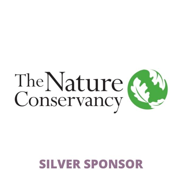 The Nature Conservancy logo and the words SILVER SPONSOR in purple letters.